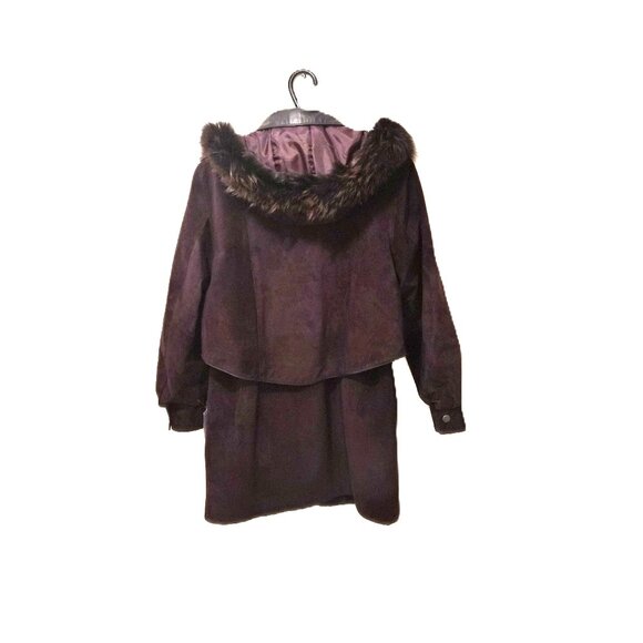 VTG Hide House Collection Eggplant Suede Parka Coat XS (Fits M) Canada NWT Y2K - Picture 3 of 14